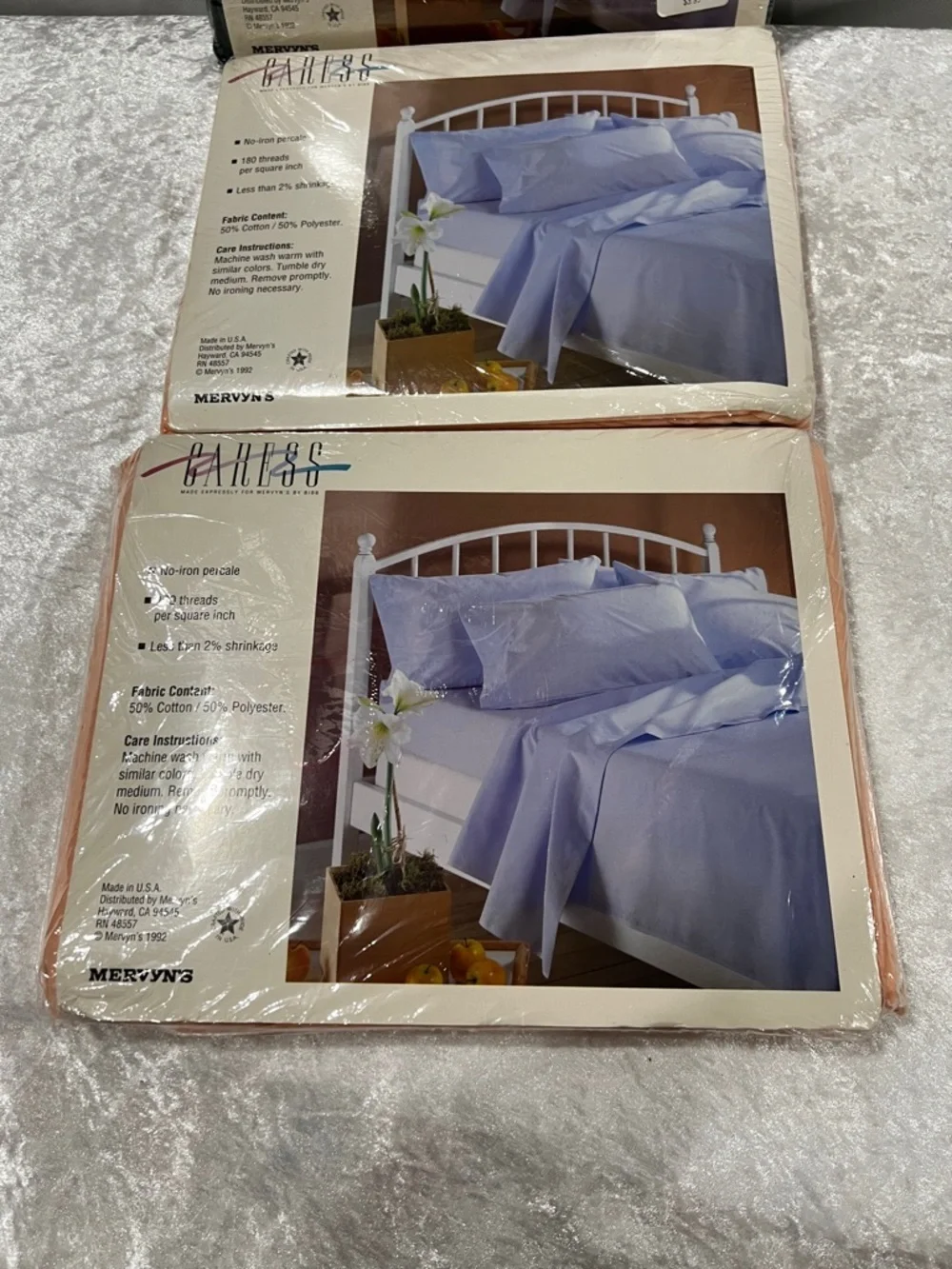 Vintage Sheets Lot  Of 3 CARESS Twin Flat Sheet Green Peach Coral Cotton Blend